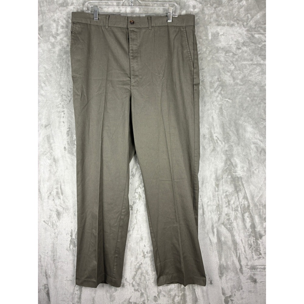 David Taylor Mens Khaki Cotton Polyester Blend Dress Pants Size 38x32 Pleated